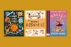 Three children's books (5 Minute Space Stories, Mini Designers, Anything is Possible with Ballet) on a yellow background