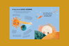 Illustrated page from a children's book about space with solar system elements on a yellow background.