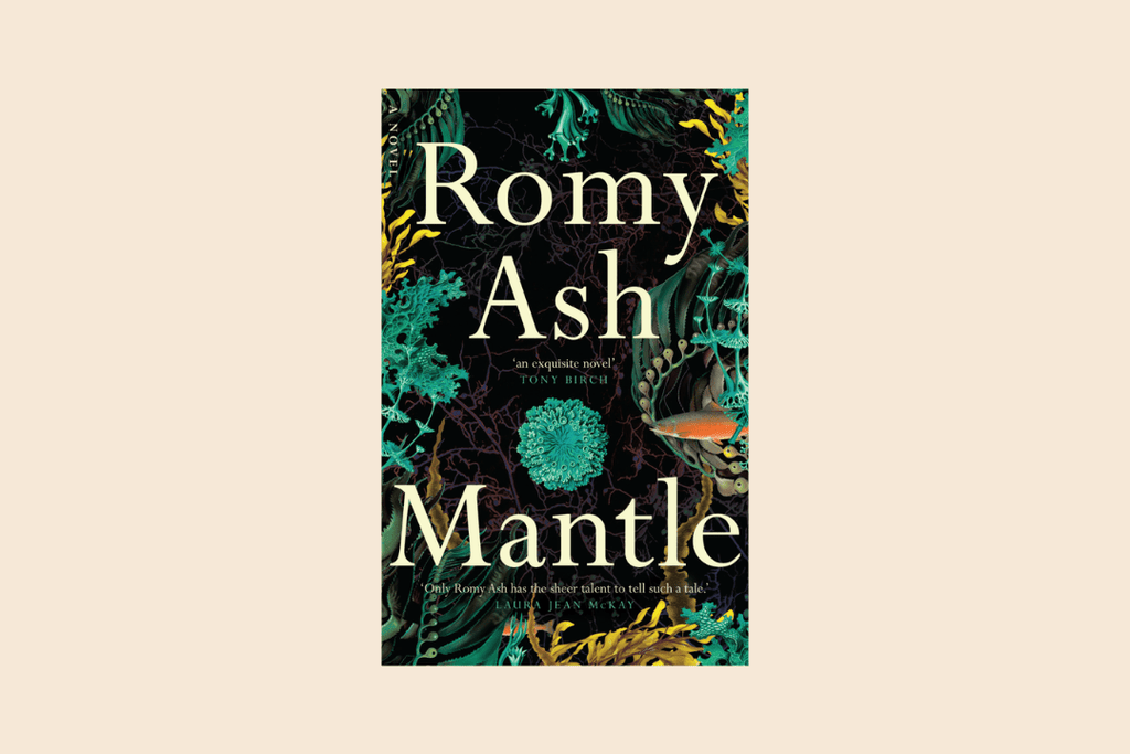 Book cover of 'Mantle' by Romy Ash with a decorative design on a beige background
