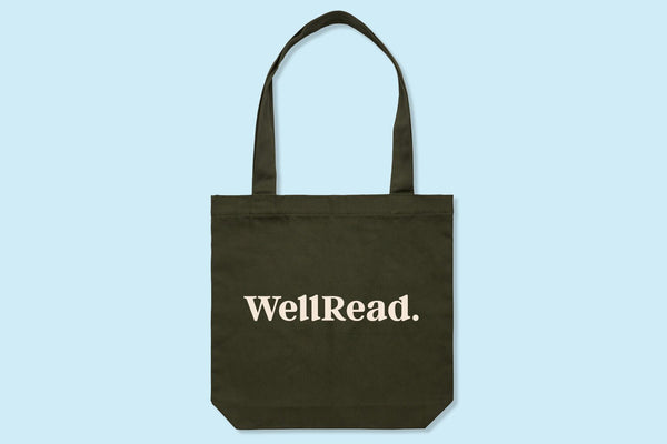 Army Green Tote Bag with WellRead Logo